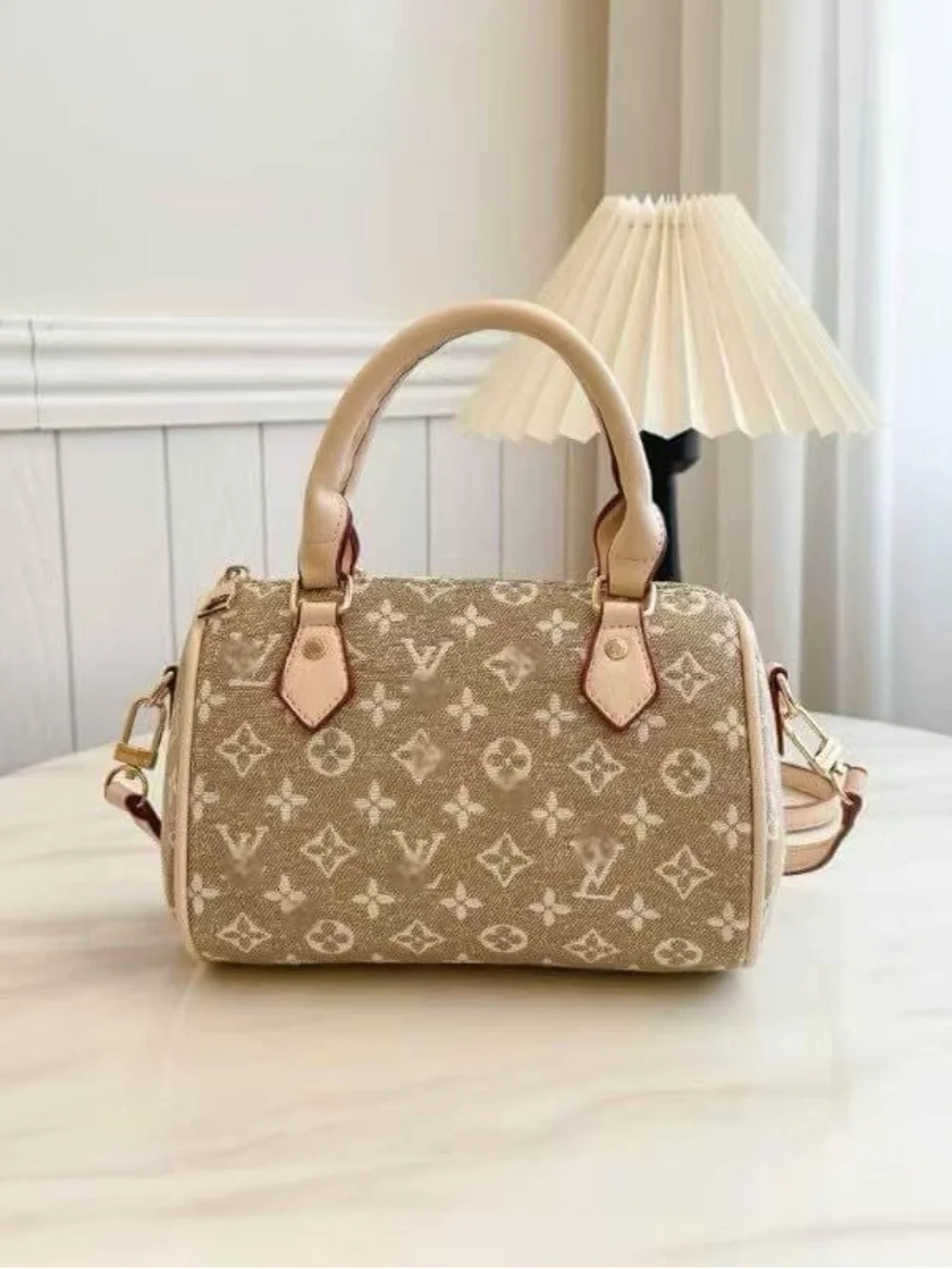 Source Unknown Beige Monogram Crossbody Satchel - Picture 1 of 10